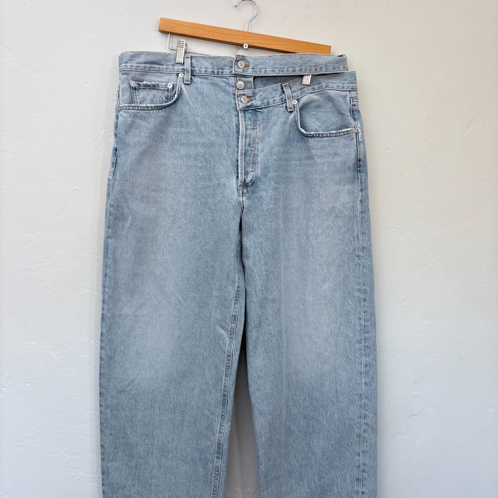 AGolde Broken Waistband Jeans Women Size 34 Blue Light Wash New - Picture 2 of 14